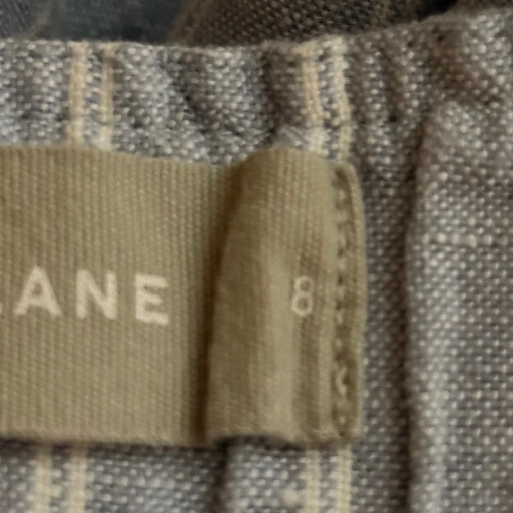 Everlane‎ Womens Linen Picnic Jumpsuit 8 Blue Stripe Cropped Wide Leg Coastal